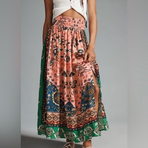 FARM Rio Vibrant Green and Pink Maxi Skirt - Picture 2 of 7